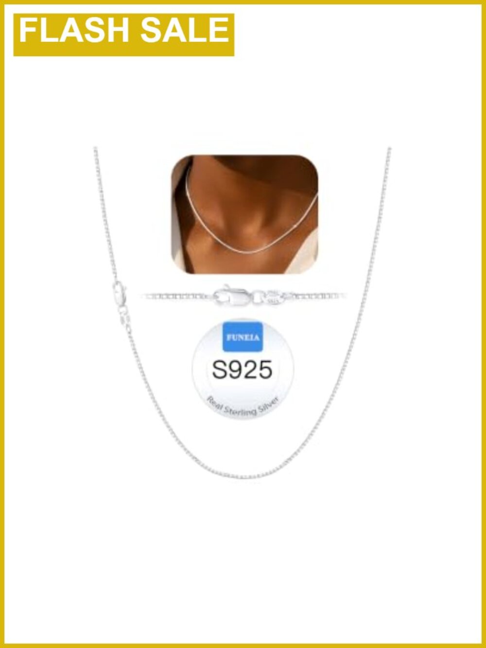 925 Sterling Silver Chain Necklace Minimalist Choker Jewelry